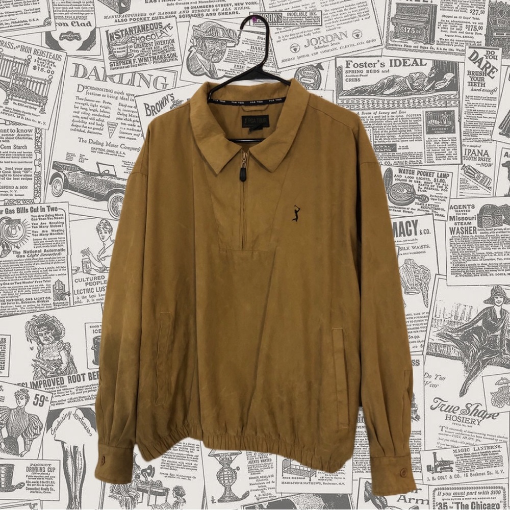 PGA Tour Collection Golf Tournament Tan Zip Up Jacket size XXL